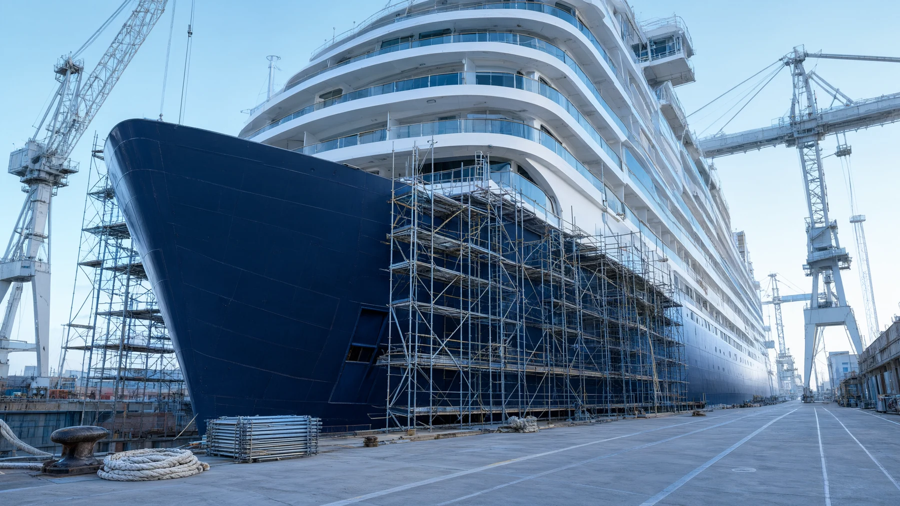 Visualizzazione illustrativa di una nave in dry dock